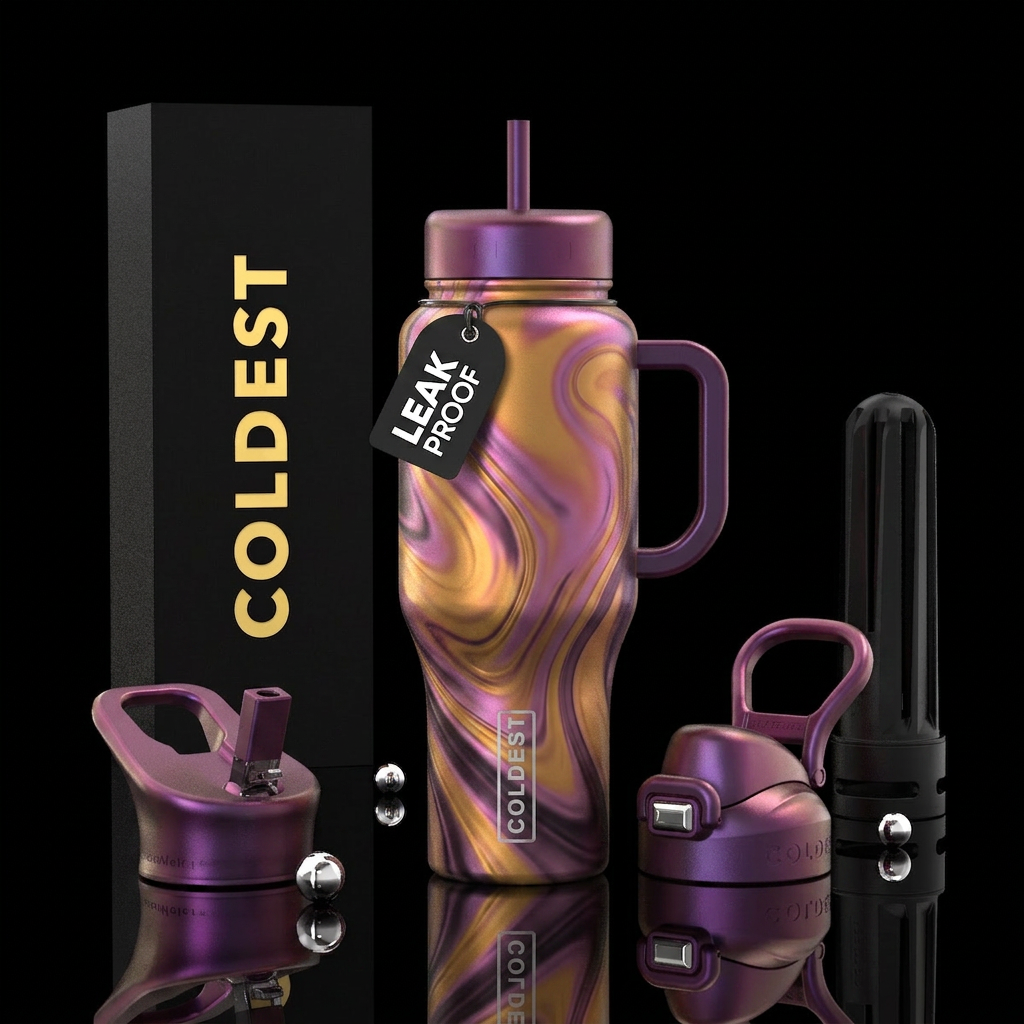 multichrome, minimalist, fluid, rebellious, waves,... water bottle design