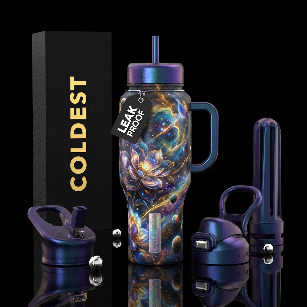 Realism, Comic gases and lasers, realistic, space ... water bottle design
