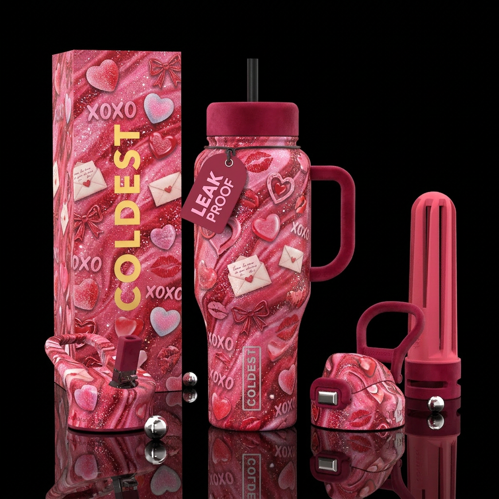 Love Letters water bottle design