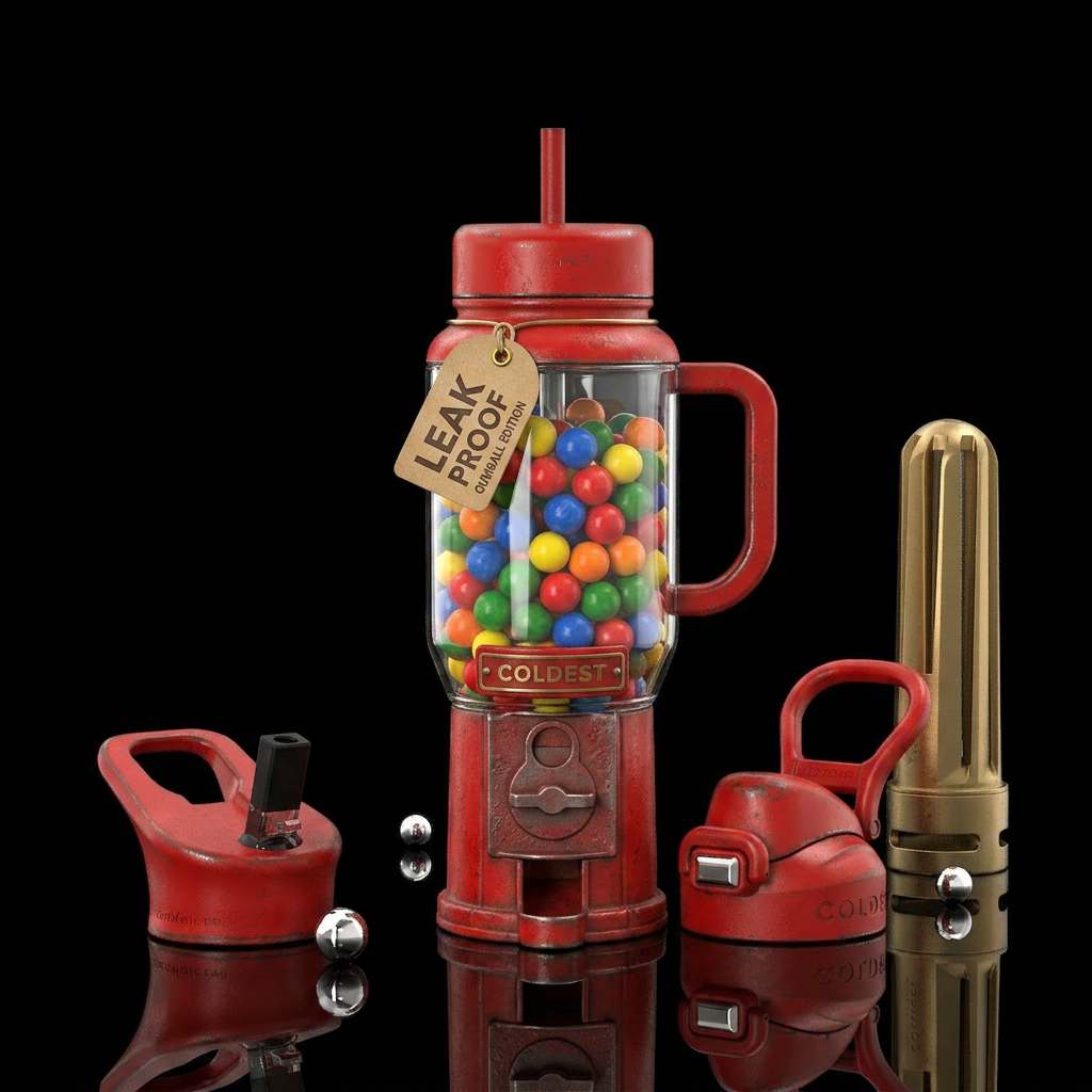 Gum balls water bottle design