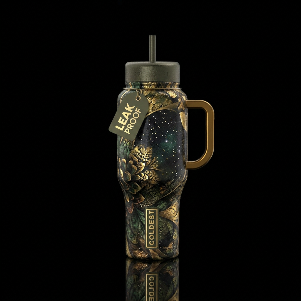 Pine cone Galaxy water bottle design