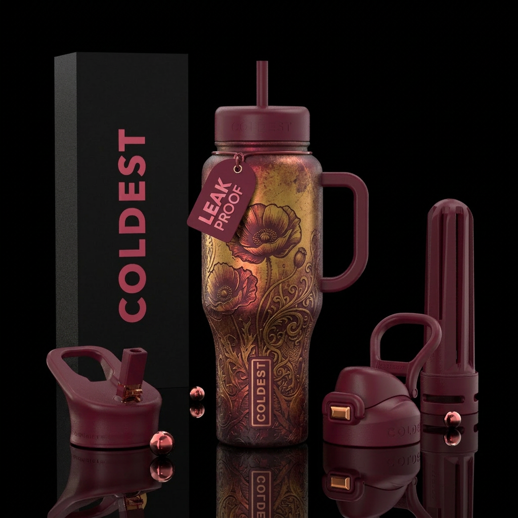 Golden Poppy water bottle design
