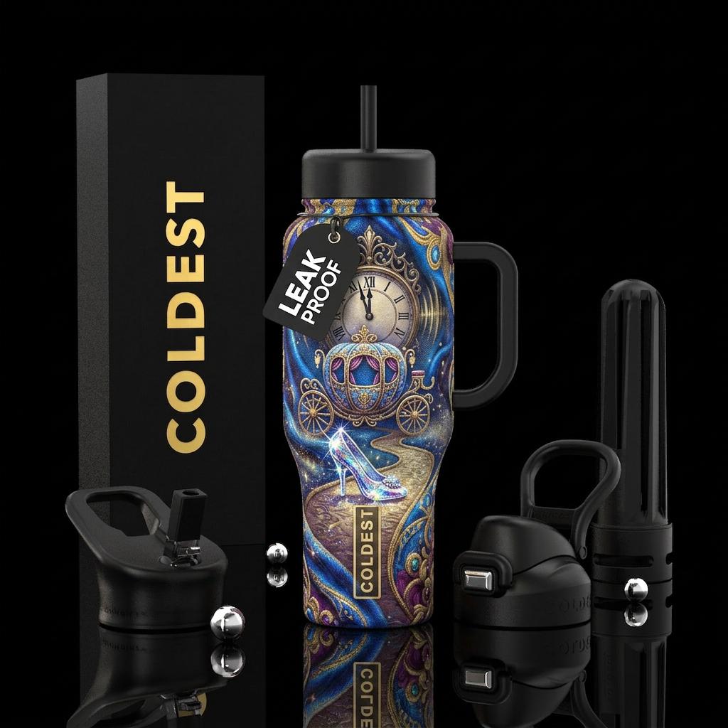 Highly decorated carriage for a princess, leading ... water bottle design