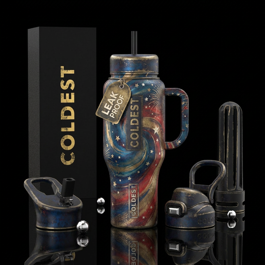 Starry nights July 4th version,, mesmerizing, vint... water bottle design