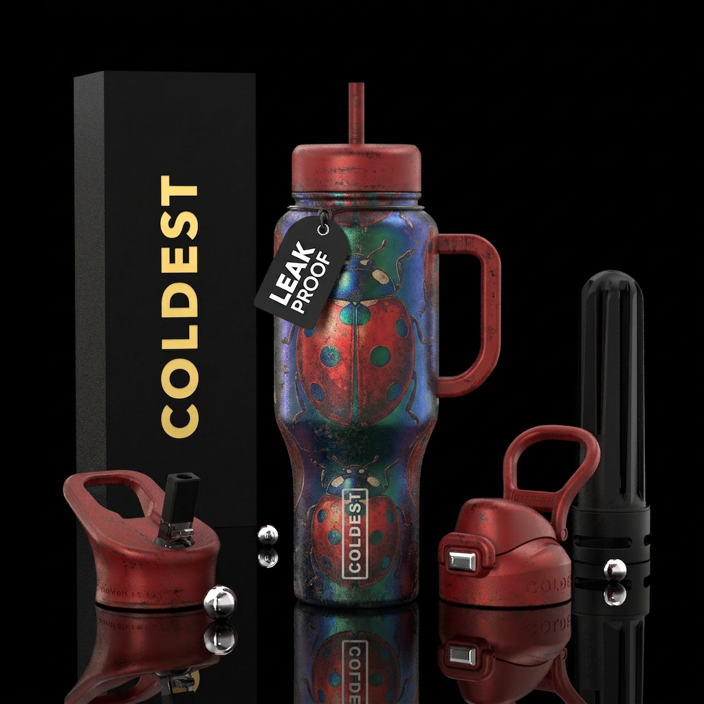 red ladybug, version,, mesmerizing, vintage, extra... water bottle design