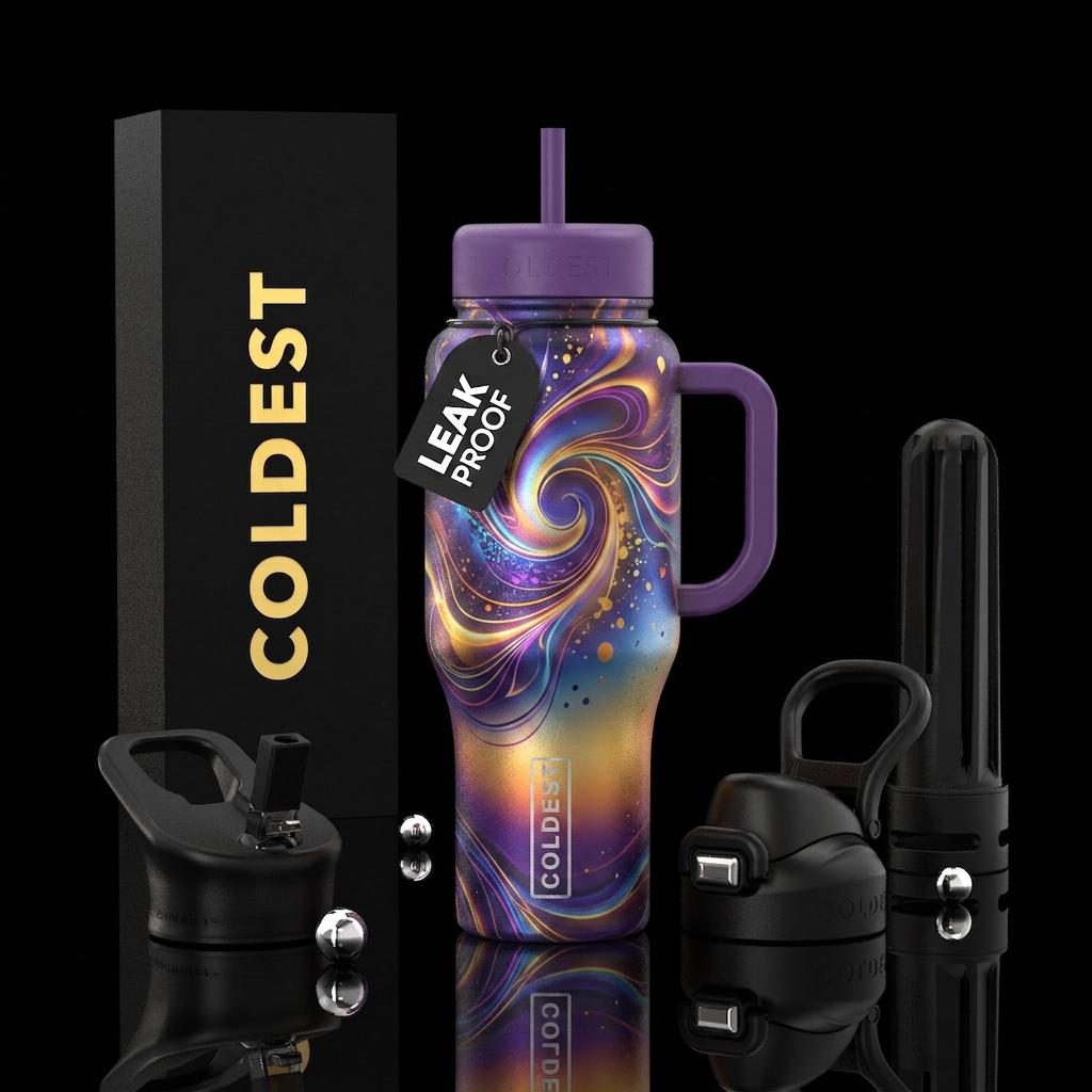 Spinners of color, abstract,, ethereal, thermal, m... water bottle design