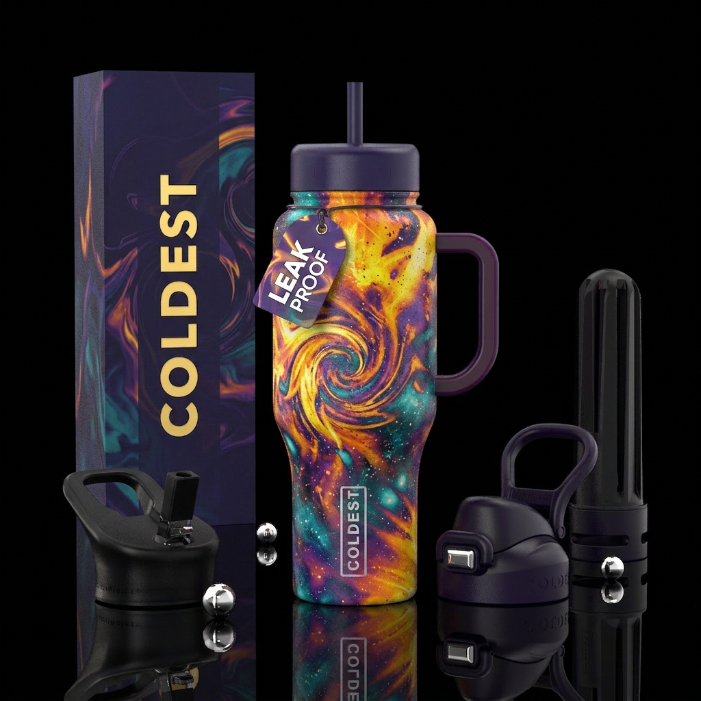 Spinners of color, abstract,, ethereal, thermal, m... water bottle design
