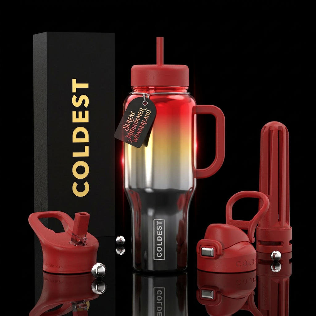 Onyx black, bright red, high shine, silver,, graph... water bottle design