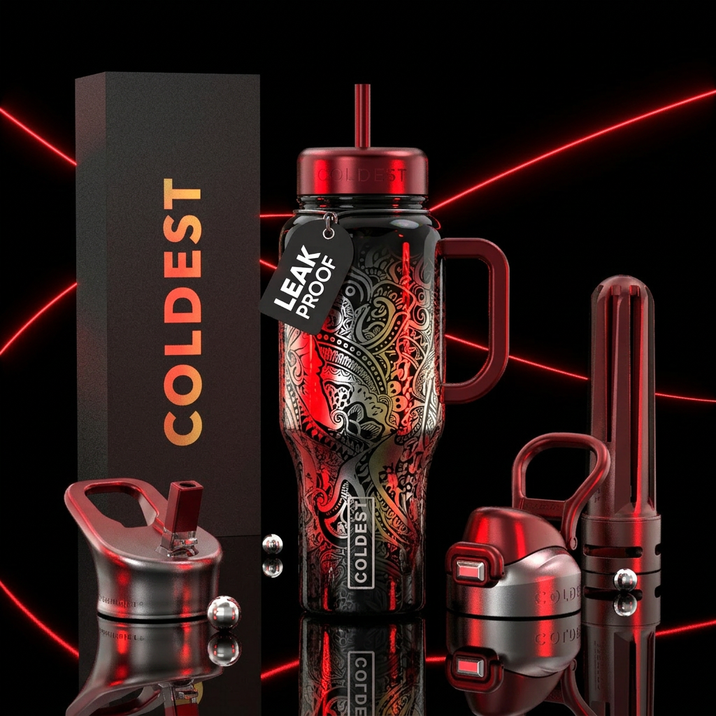 Onyx black, bright red, high shine, silver,, graph... water bottle design