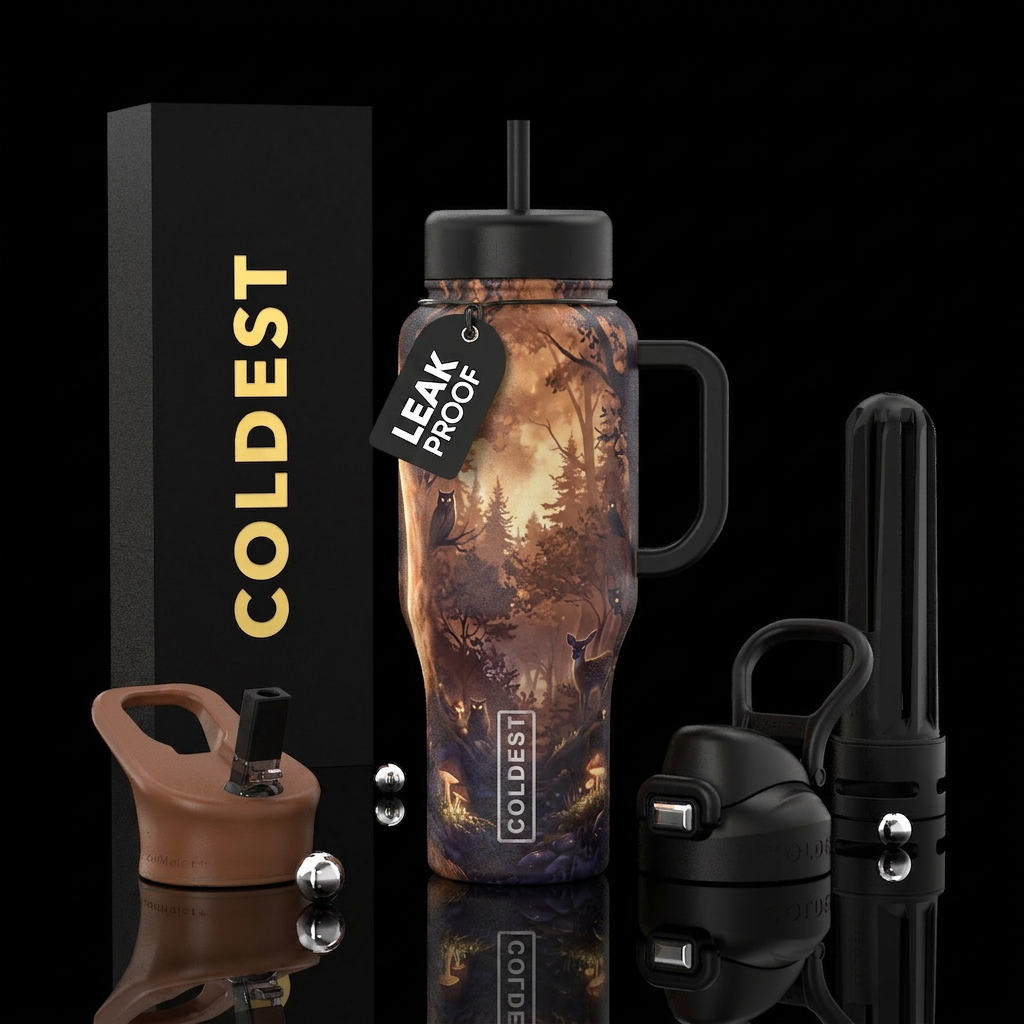 Woodland creatures, magical, unseen,, peaceful, we... water bottle design
