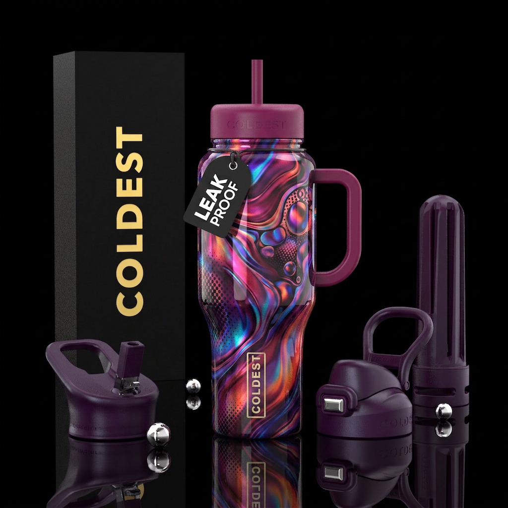 extravagant, brush stroke, op art, astral, bubbles... water bottle design