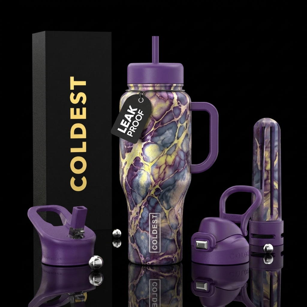 Veiny, opalescent, purple vein, lemon pudding, sto... water bottle design