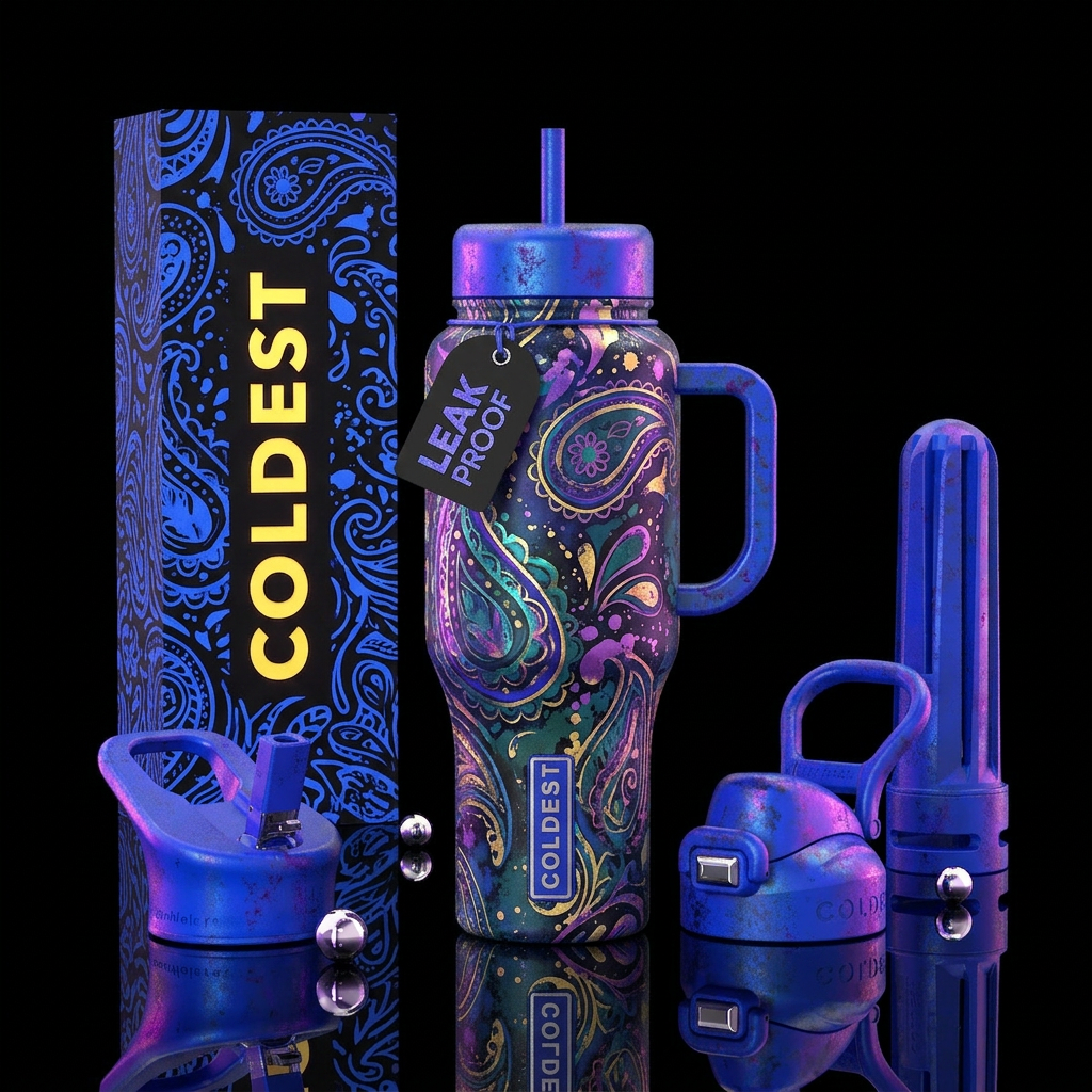 Bohemian, peace, calming, liquid, amethyst, mature... water bottle design