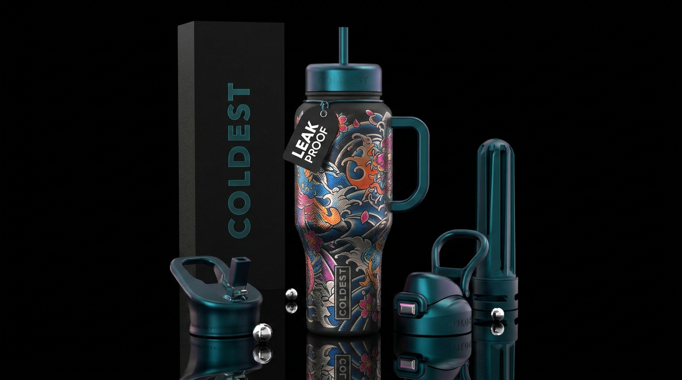 Interactive artwork, floating, moire, weathered, t... water bottle design