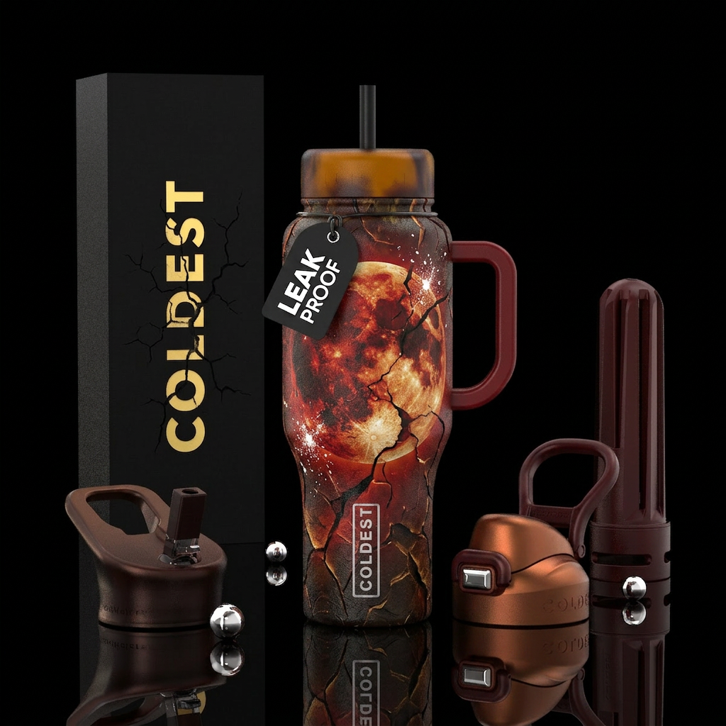 harvest moon, apocalyptic, maximalist, breaking, r... water bottle design
