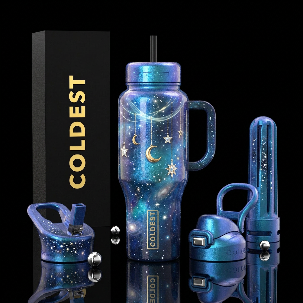 Hanging on a moonbeam water bottle design