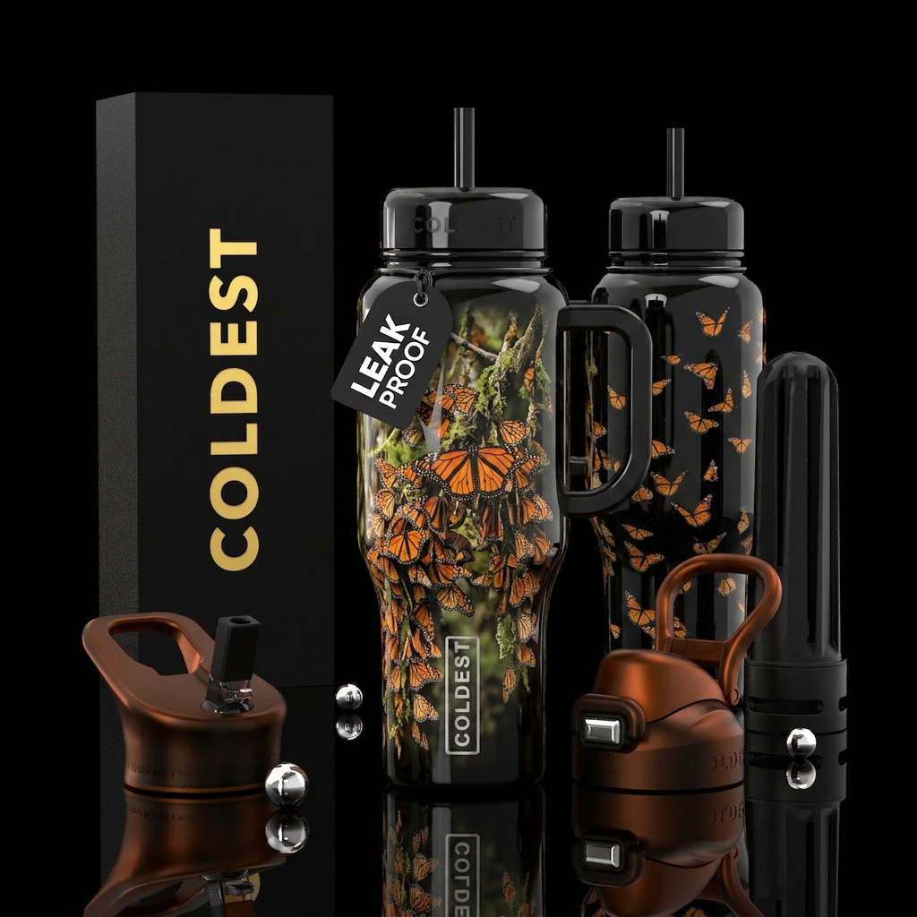 Butterfly colony water bottle design