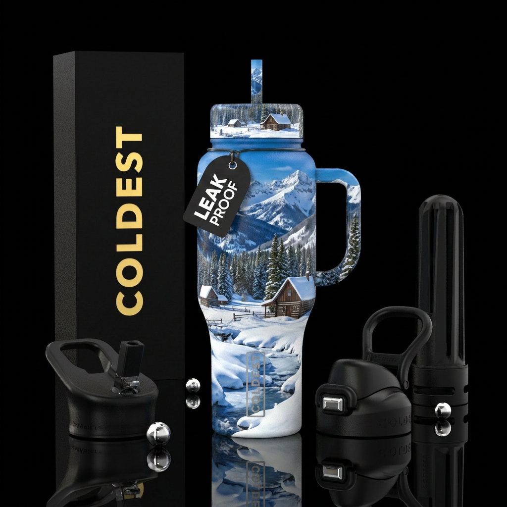 Deep Winter in Telluride Colorado mountain ranch, ... water bottle design