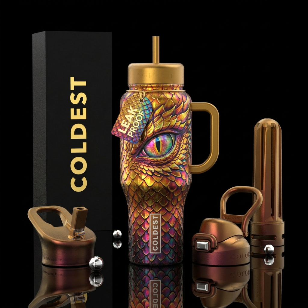 Dragons eye, ombré, metallic, realism, mean, Kalid... water bottle design