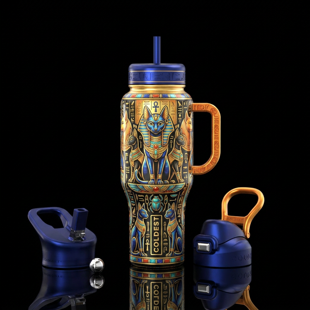 Egypt sacred Bastet,, ageless, ancient, utopian, m... water bottle design
