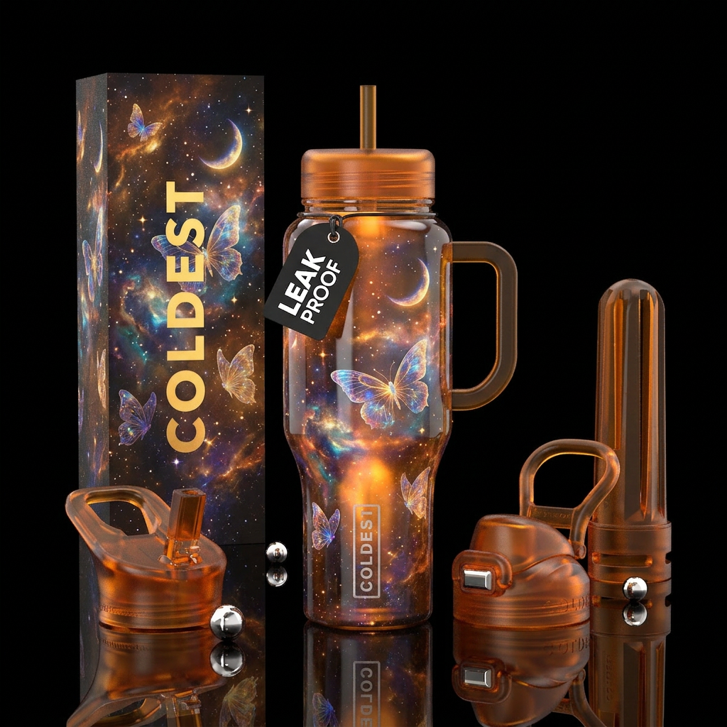Cosmic butterfly water bottle design