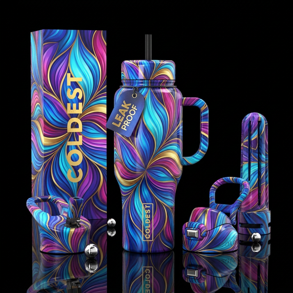 Wavy Petals water bottle design