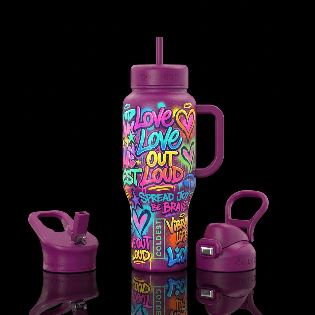 Love out loud water bottle design