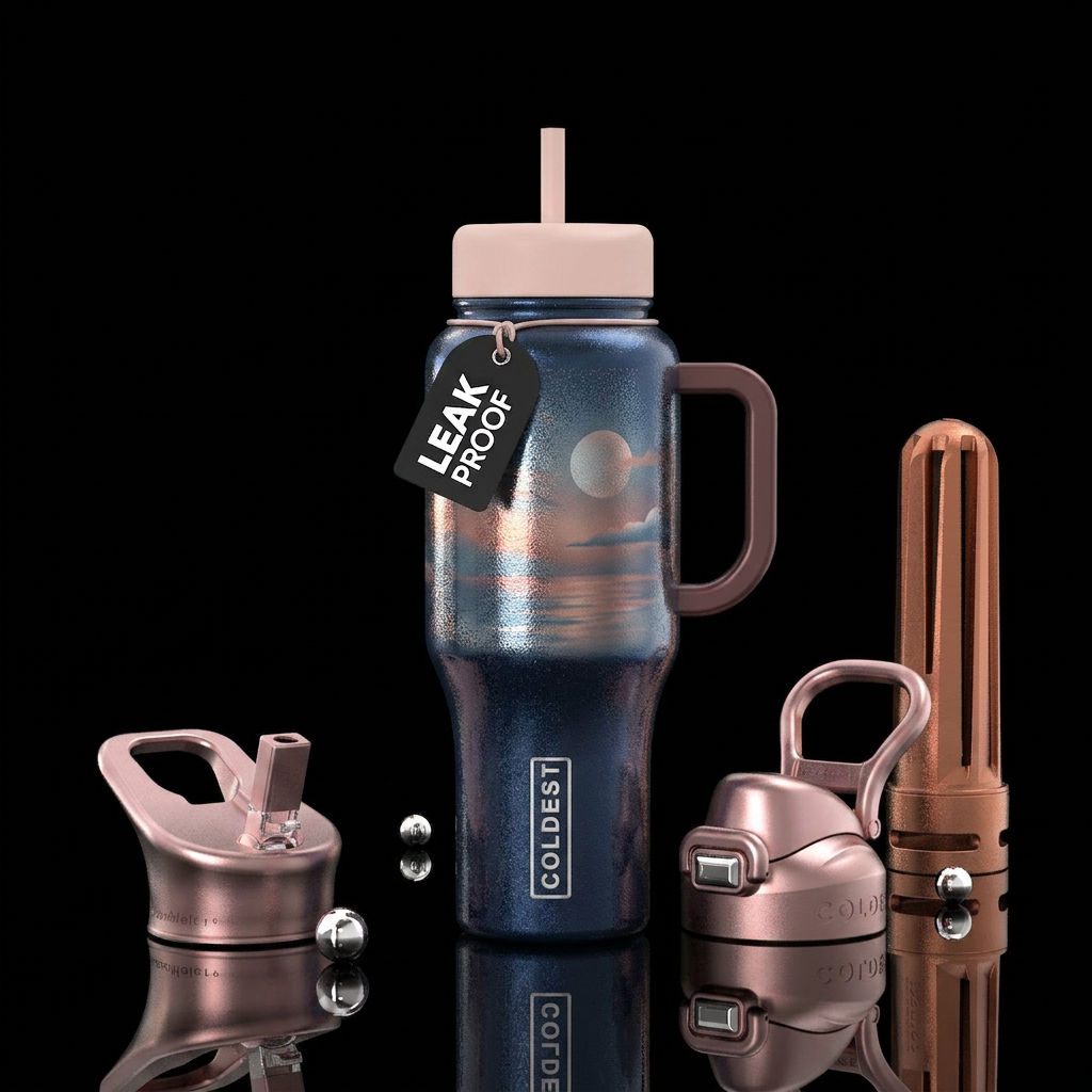 midnight blue, chillwave, harvest moon, sky kingdo... water bottle design