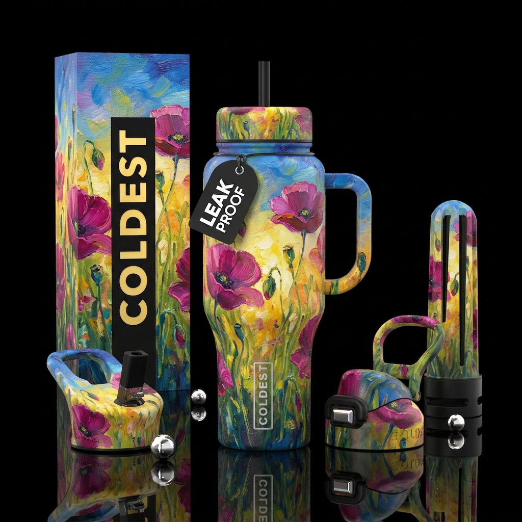 Pretty Poppy water bottle design