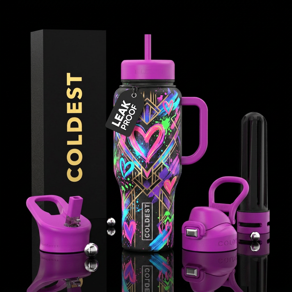 Painted Hearts water bottle design