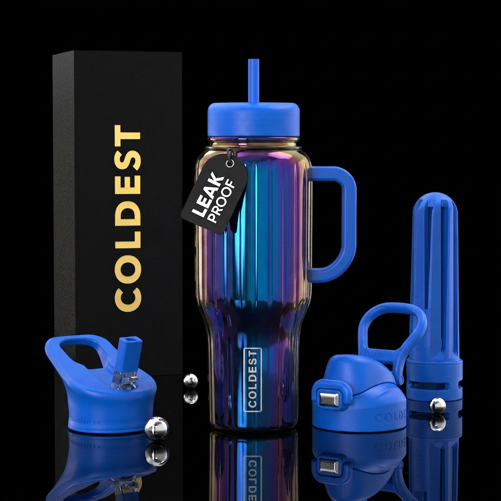 Ribbed in Blue water bottle design