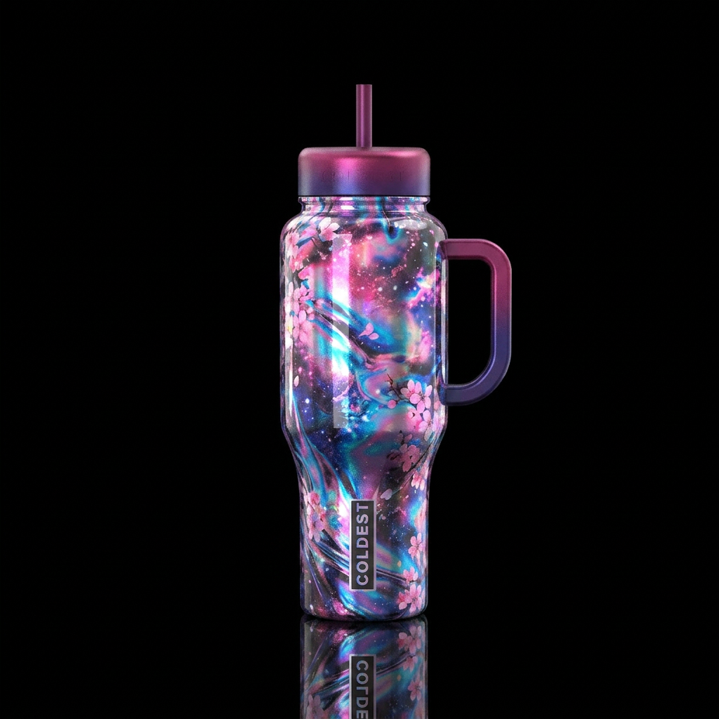 onyx, celestial, procedural, spellbinding, retro 8... water bottle design