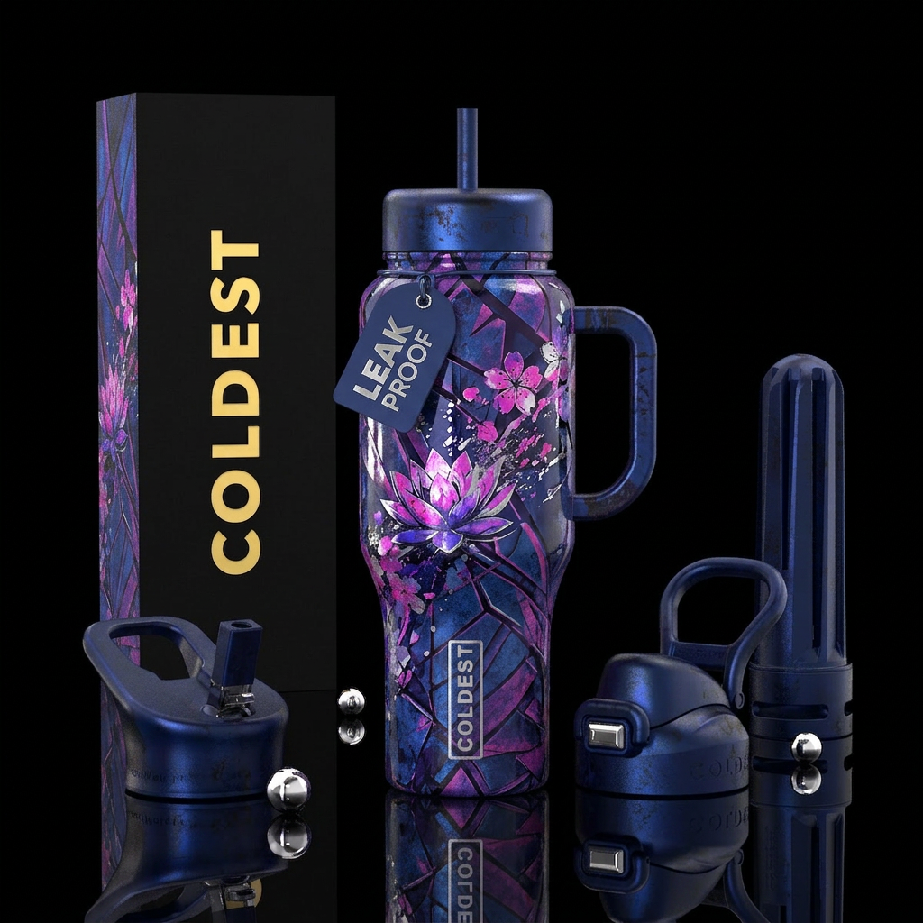Shiny, Time warp, cherry blossom, weathered, magic... water bottle design
