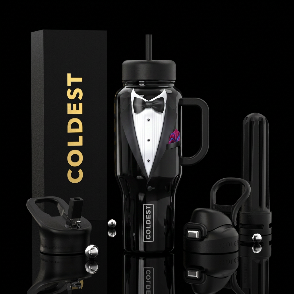 Dressed to the Nines water bottle design