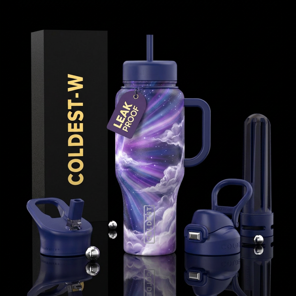 Purple, midnight blue, opalescent, lavender shiny ... water bottle design