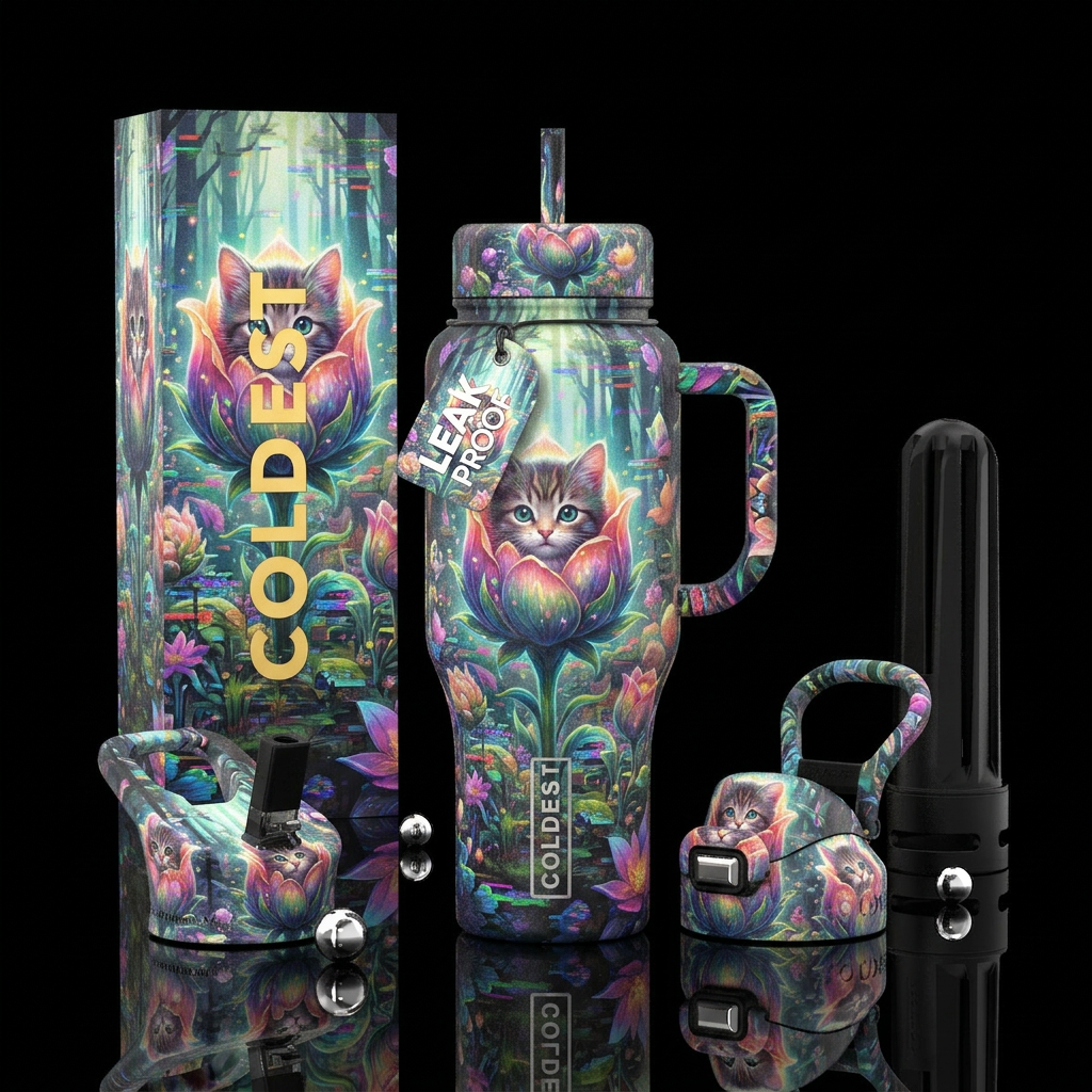 Budding Kitten water bottle design