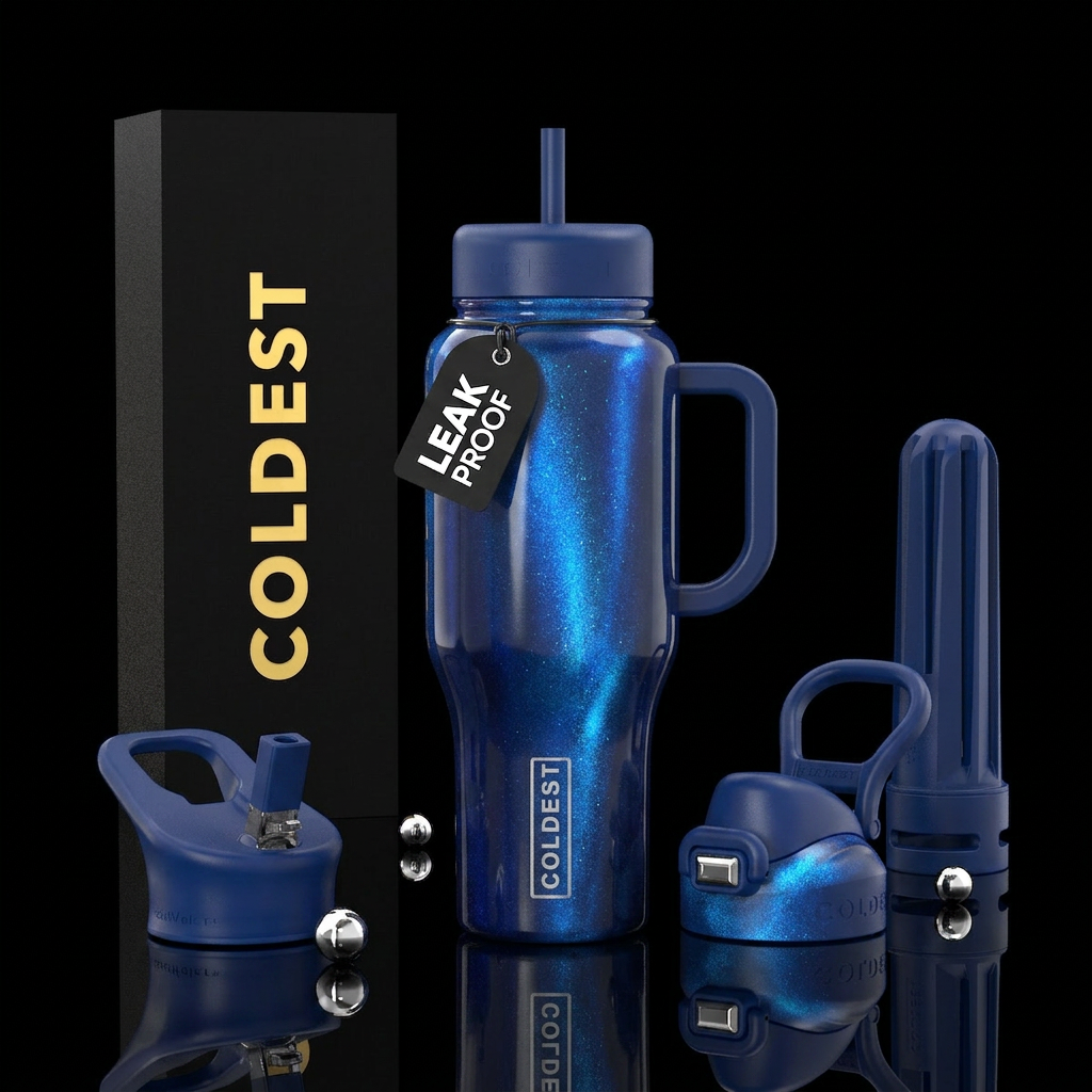 Blue sheen water bottle design