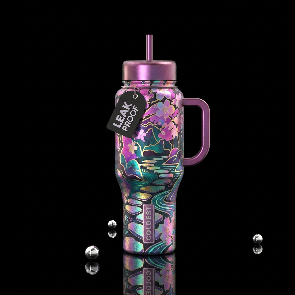 Japanese garden water bottle design