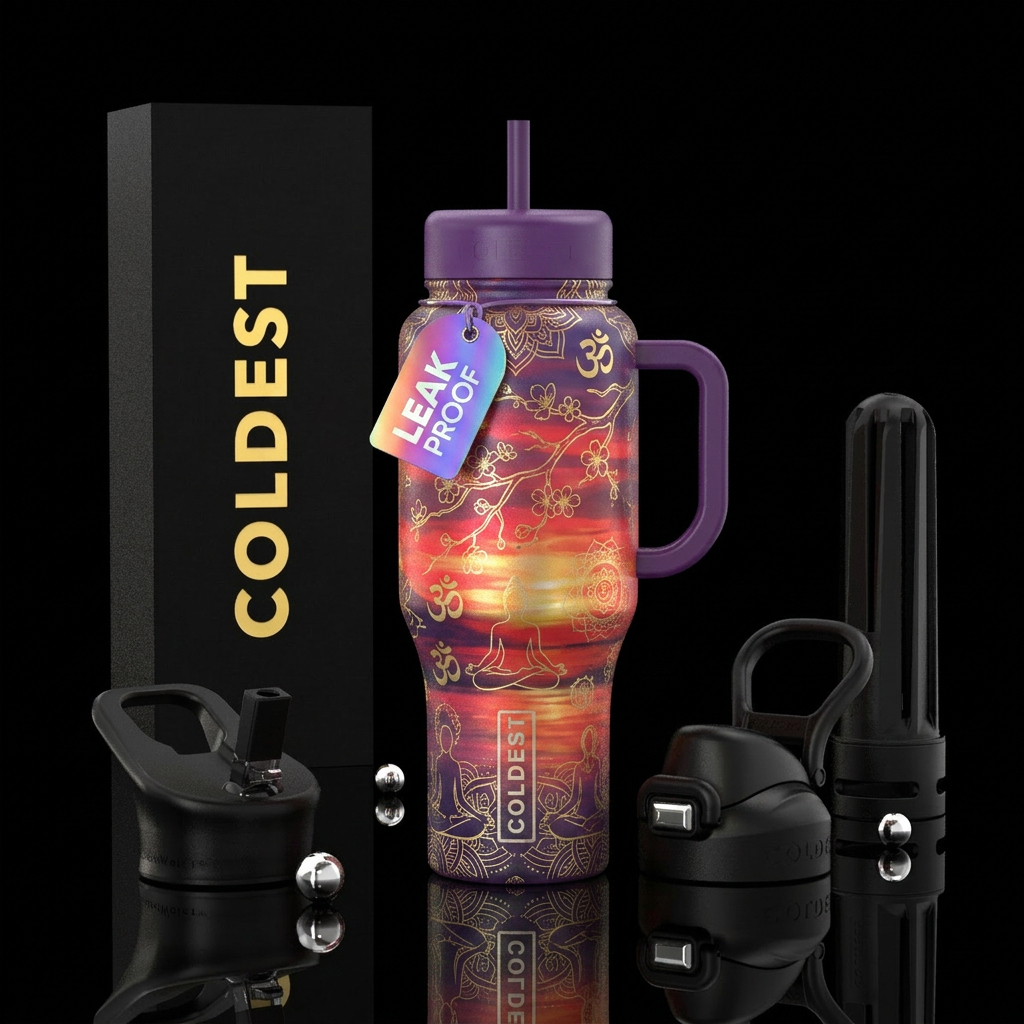 Japanese zen sunset water bottle design