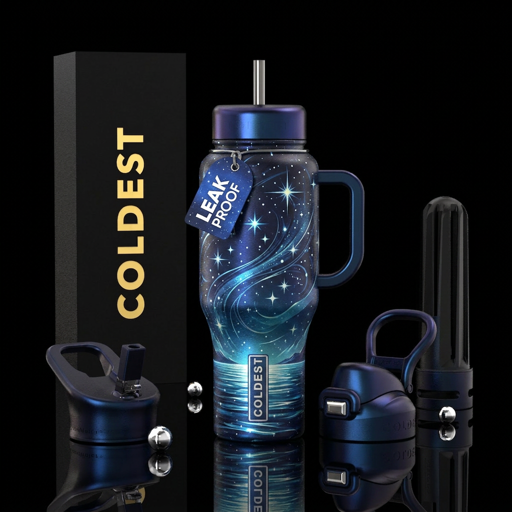 Starry night water bottle design