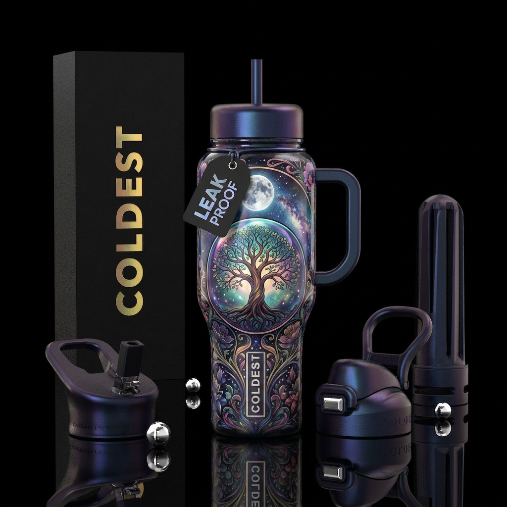 Moon on Tree of Life water bottle design