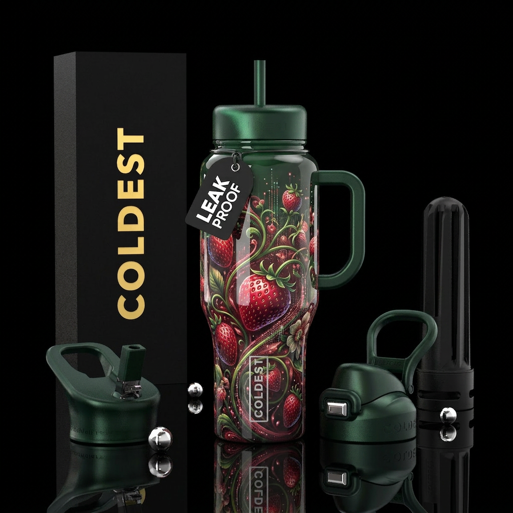 Strawberry summer water bottle design