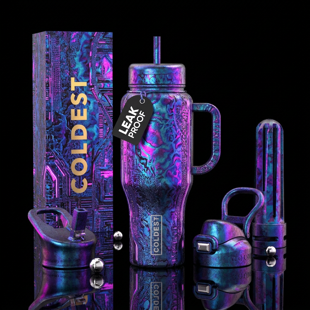 neon lights, oxidized, rebellious, midsummer, tran... water bottle design