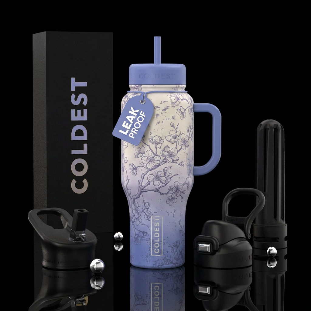 melancholic, distressed, gradient, peaceful, periw... water bottle design