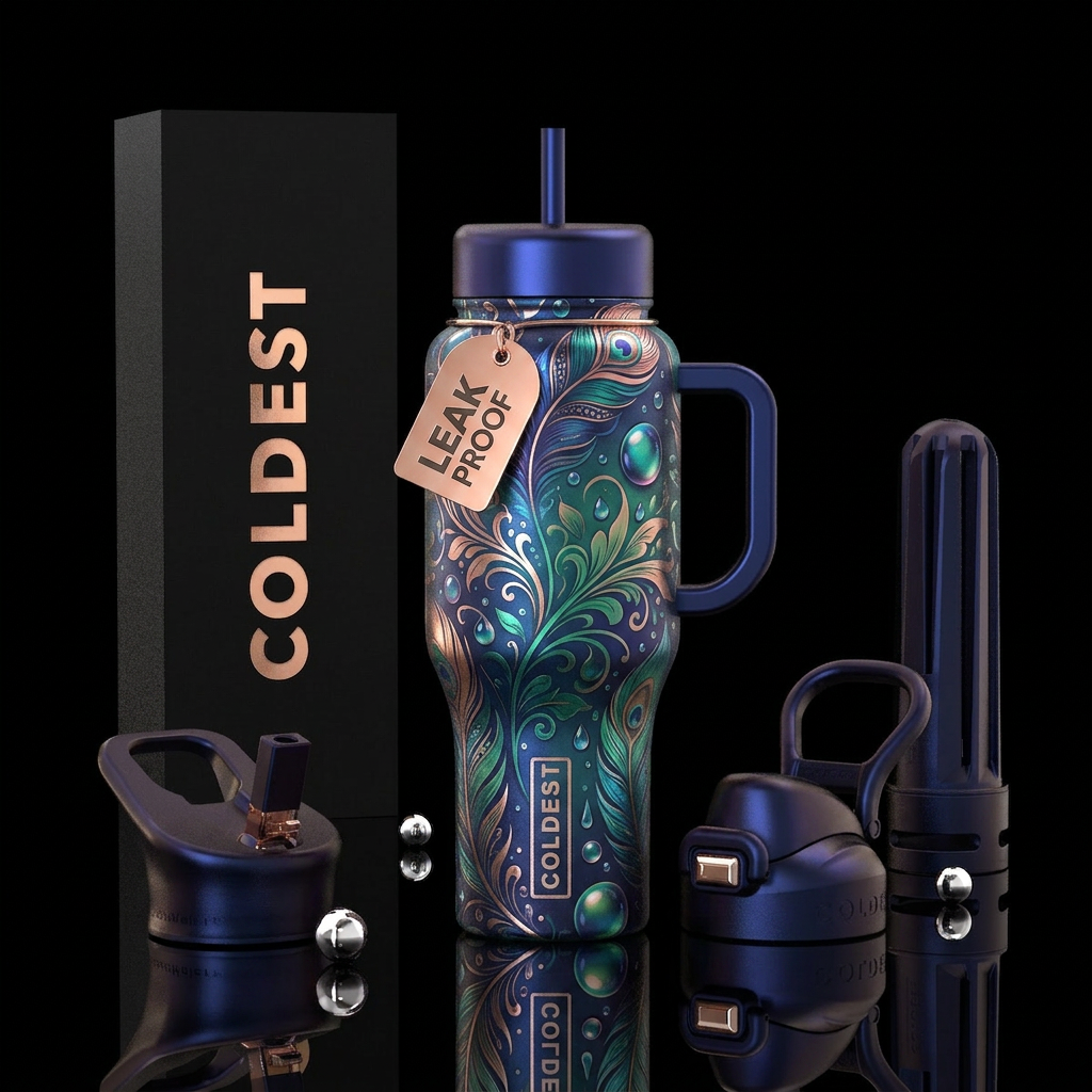 Summer Scrolls water bottle design