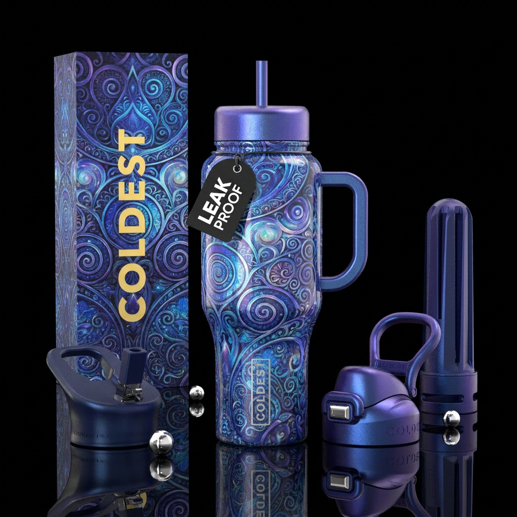winter, tranquil, enchanting, ancient, fresh, maxi... water bottle design