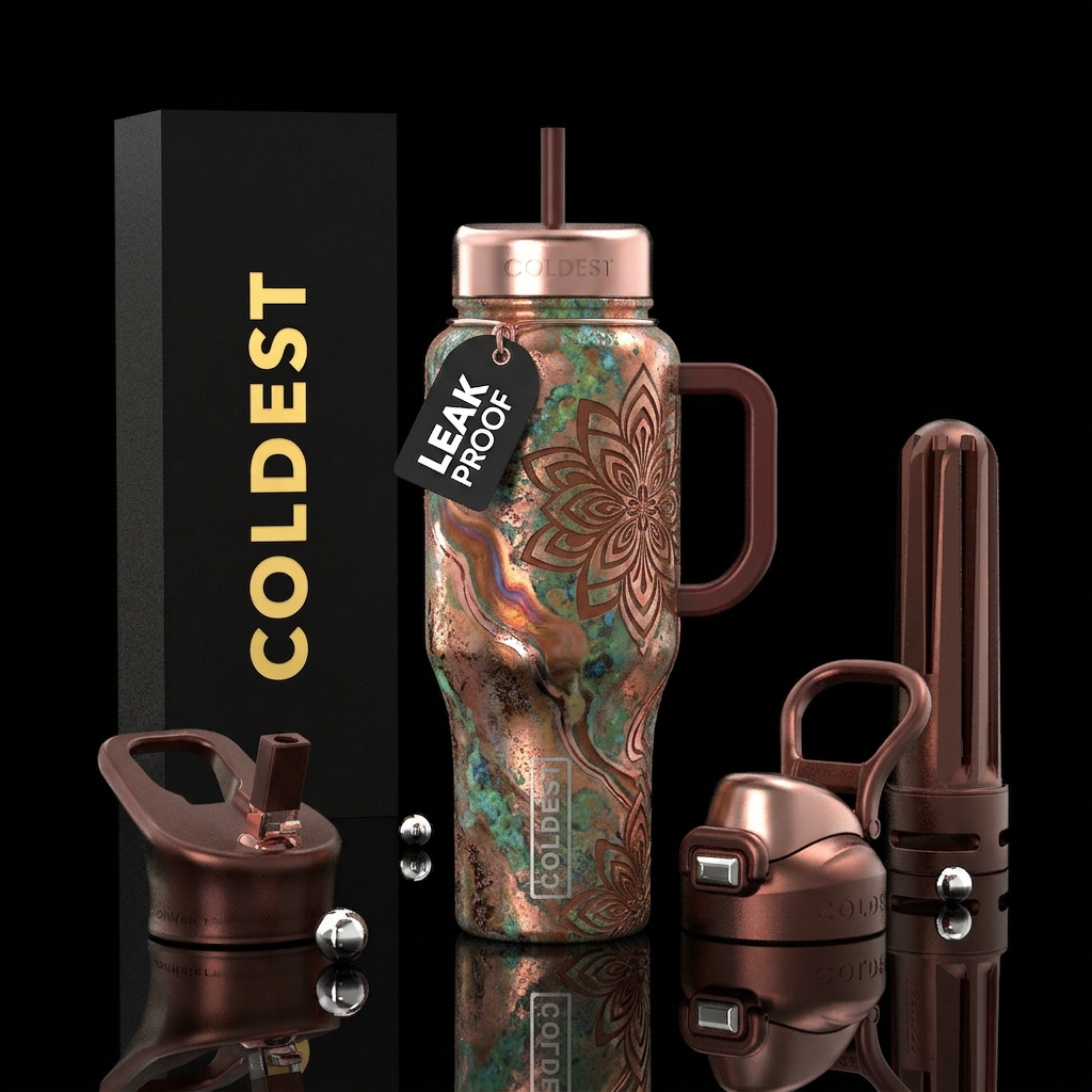 fantasy, sci-fi, copper, abstract, noise, patina, ... water bottle design