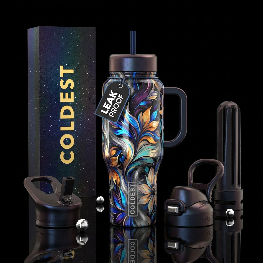 Floral twisted in colors, Show me what you got AI,... water bottle design