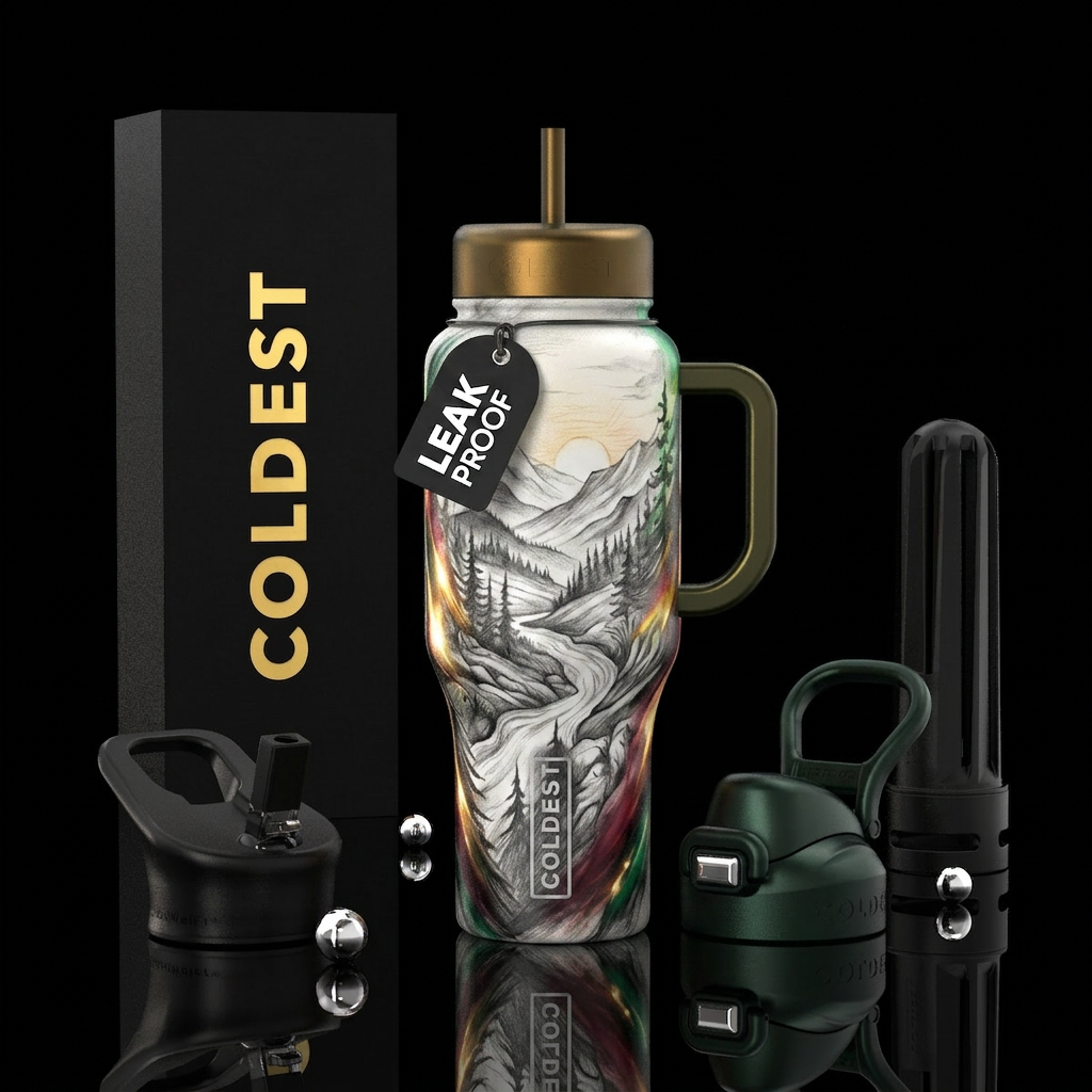 Bits of color smudged in for dramatic glare, Hand ... water bottle design