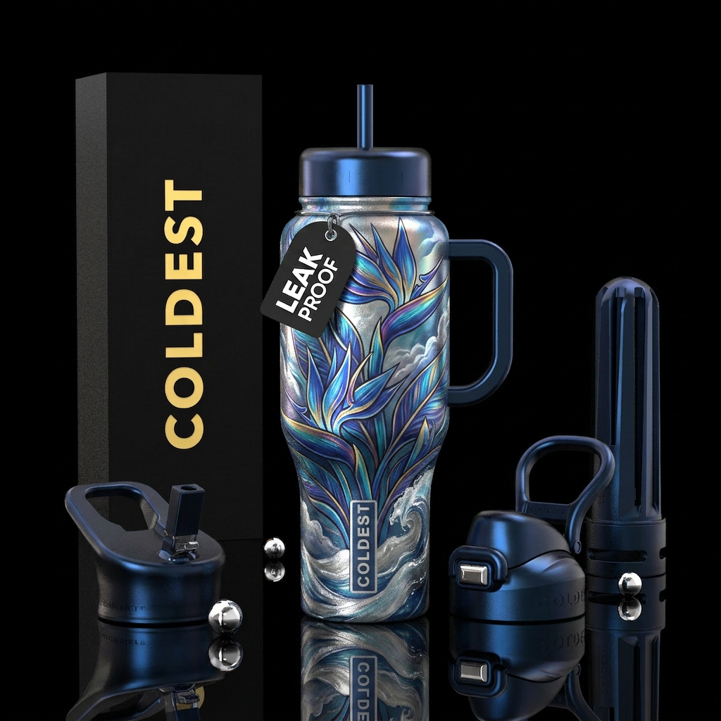 Bird of paradise water bottle design